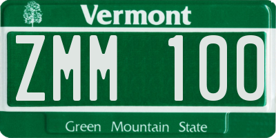 VT license plate ZMM100