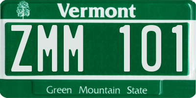 VT license plate ZMM101