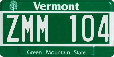 VT license plate ZMM104