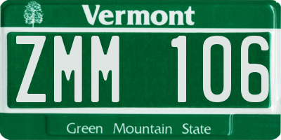 VT license plate ZMM106