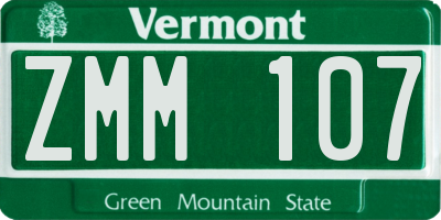 VT license plate ZMM107