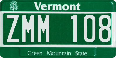 VT license plate ZMM108
