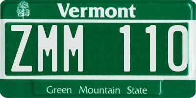 VT license plate ZMM110