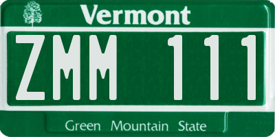 VT license plate ZMM111
