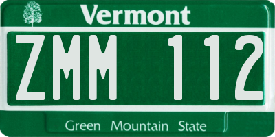VT license plate ZMM112