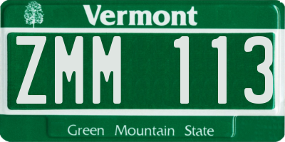 VT license plate ZMM113