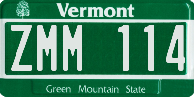 VT license plate ZMM114