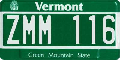 VT license plate ZMM116
