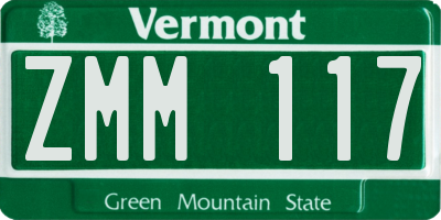 VT license plate ZMM117
