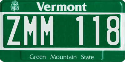 VT license plate ZMM118