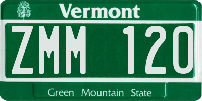 VT license plate ZMM120