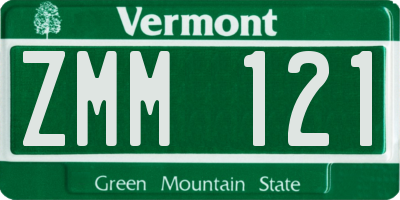 VT license plate ZMM121