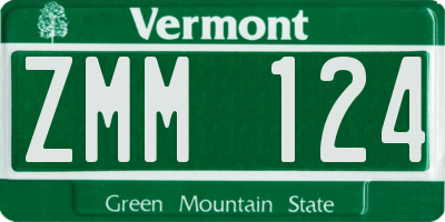 VT license plate ZMM124