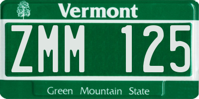VT license plate ZMM125