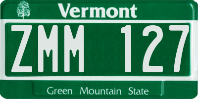 VT license plate ZMM127
