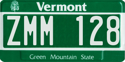 VT license plate ZMM128