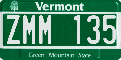 VT license plate ZMM135