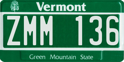 VT license plate ZMM136