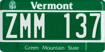 VT license plate ZMM137