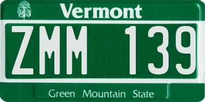 VT license plate ZMM139