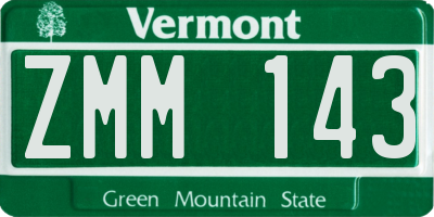 VT license plate ZMM143