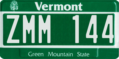 VT license plate ZMM144
