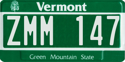 VT license plate ZMM147