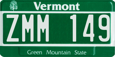 VT license plate ZMM149