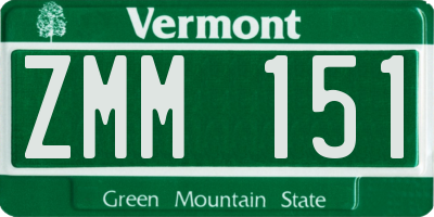 VT license plate ZMM151