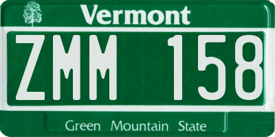 VT license plate ZMM158