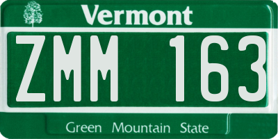 VT license plate ZMM163
