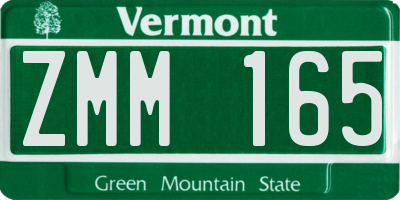VT license plate ZMM165