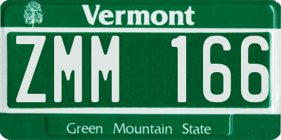 VT license plate ZMM166