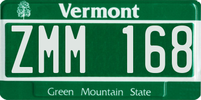 VT license plate ZMM168