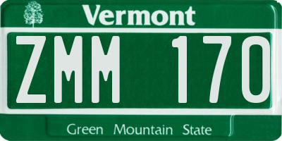VT license plate ZMM170