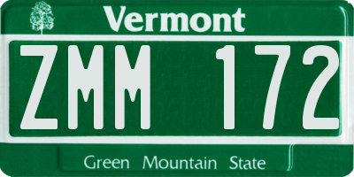 VT license plate ZMM172