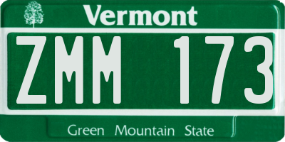 VT license plate ZMM173