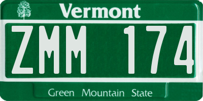 VT license plate ZMM174