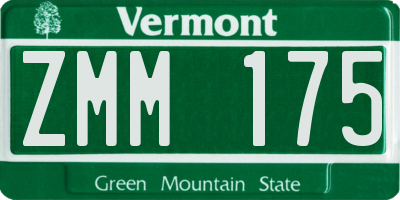 VT license plate ZMM175