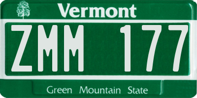 VT license plate ZMM177