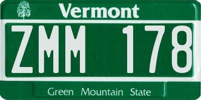 VT license plate ZMM178