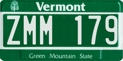 VT license plate ZMM179