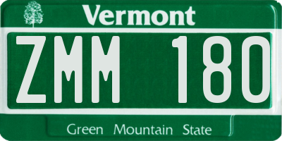 VT license plate ZMM180