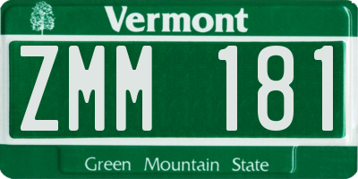 VT license plate ZMM181