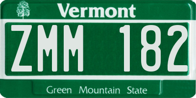 VT license plate ZMM182