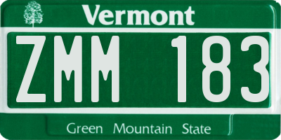 VT license plate ZMM183