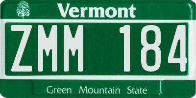 VT license plate ZMM184