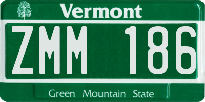 VT license plate ZMM186