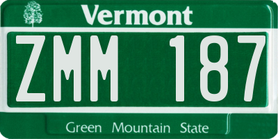 VT license plate ZMM187