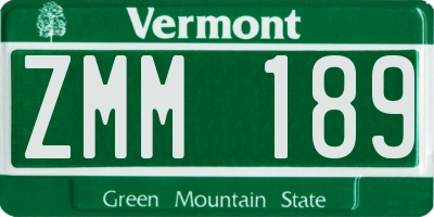 VT license plate ZMM189